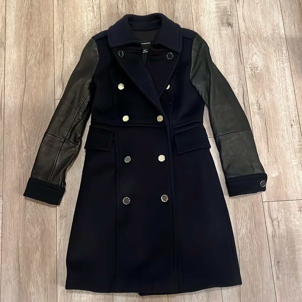 Club Monaco 100% Leather Wool Coat Size XS
